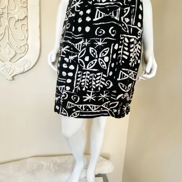 George Georgiou | Womens Vintage Black/White Silk Pattern Shift Dress | Size: M - Picture 4 of 8